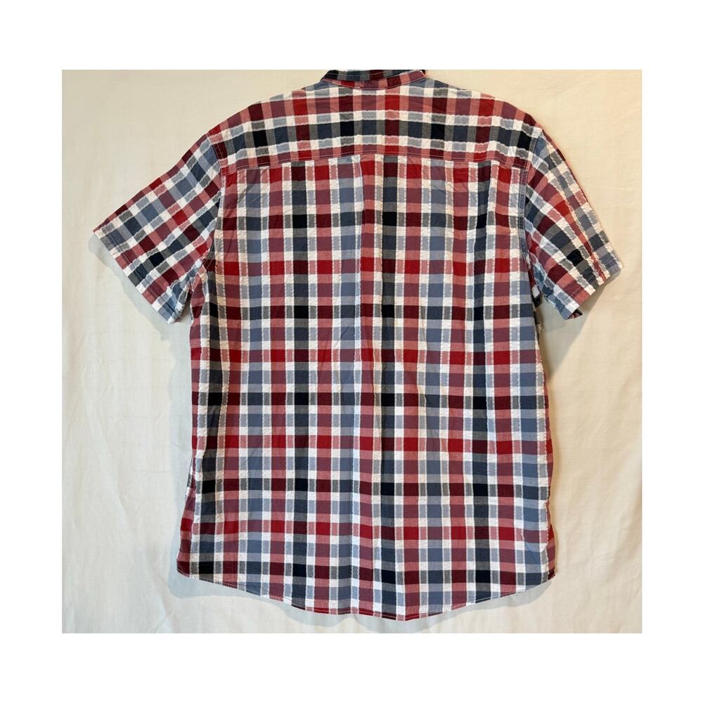 Men's Eddie Bauer short sleeve button down XLTall seersucker red white blue - Picture 2 of 6